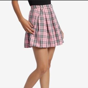 Hot Topic Plaid Pleated Skirt Side Chain Sz M Pink